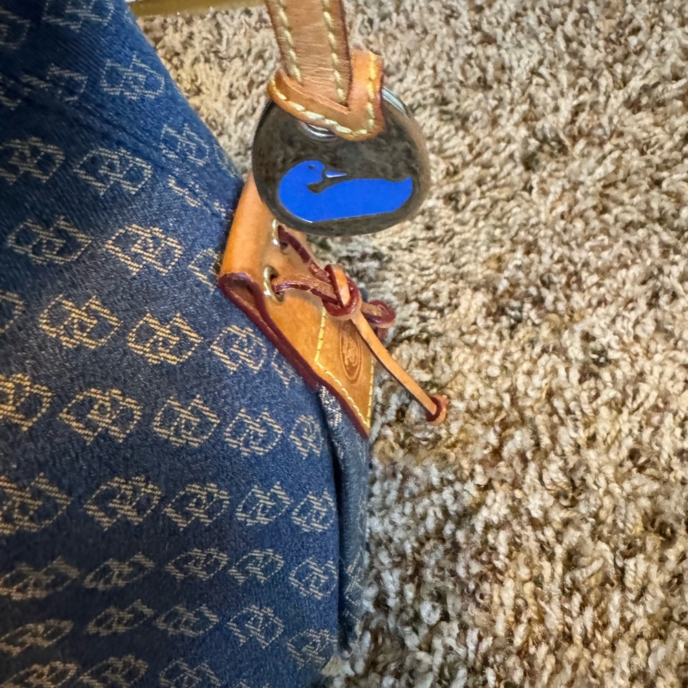 Dooney & Bourke Navy and Tan Monogram Shoulder Bag - Picture 5 of 16